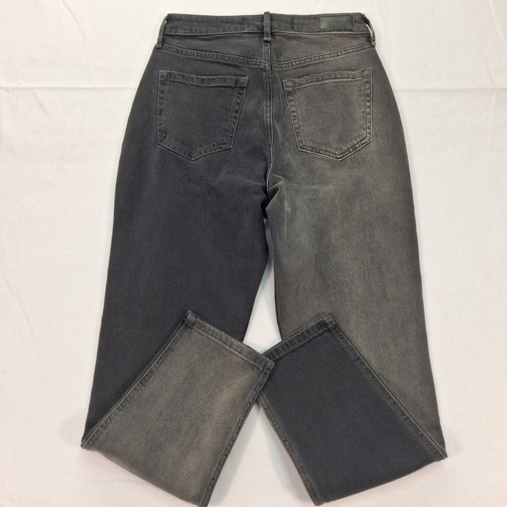 Hollister Jeans Womens 1R Curvy‎ High-Rise Mom Two-Tone Black Grey Stretch NWOT